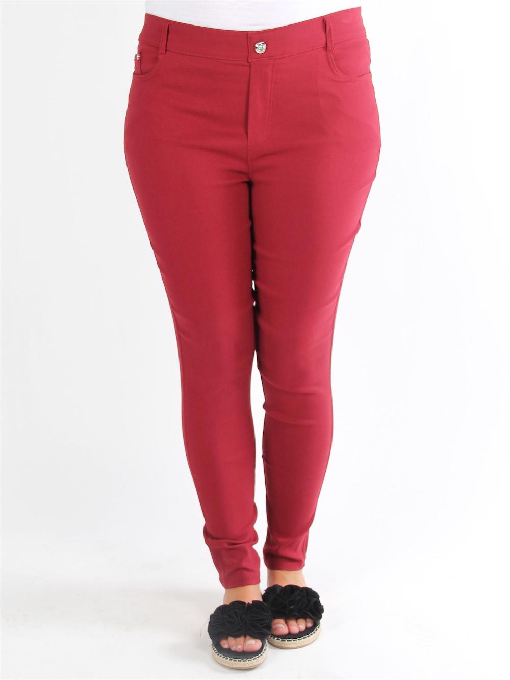 Olia - Svarta byxor med stenimitationer i knappen